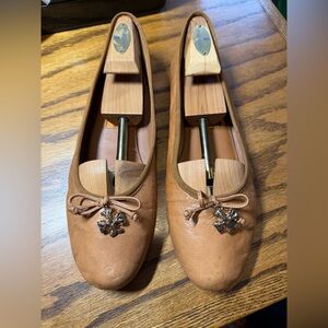 Tory Burch Tan Flats with Silver Accents